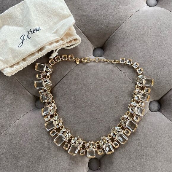 J crew cluster drop stone necklace crystal - Picture 2 of 7